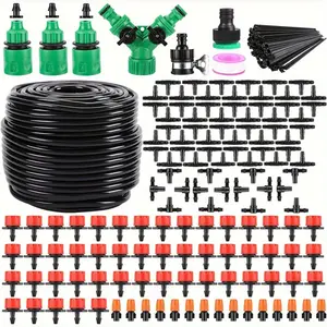 164ft 200pcs Drip Irrigation Kit, Garden Irrigation System 1/4" Blank Distribution Tubing Garden Hose Watering Drip Kit Automatic Irrigation Equipment for Garden Greenhouse, Flower Bed,Patio,Lawn (164ft)