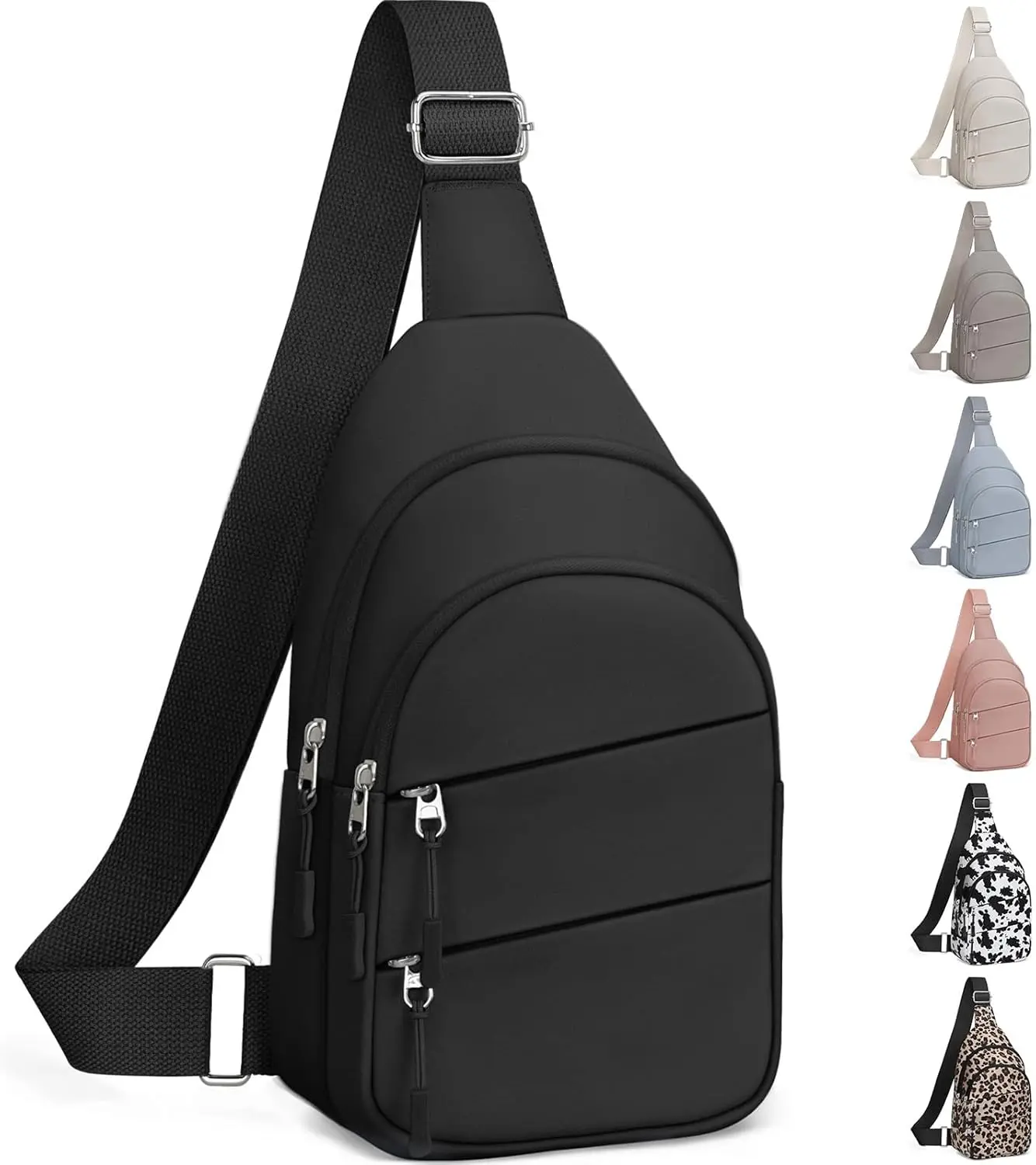 Crossbody Bags for Women, Sling Bag for Men, Small Hiking Backpack Anti Theft Lightweight for Outdoors Travel (M, Black), Adjustable Shoulder Bag, Fashionable Casual Bag