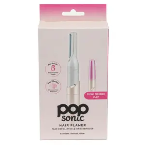 Facial Hair Planer for at-Home Dermaplaning (Pink Ombre) – Battery Operated Dermablade for Face w/ 6 Replacement Heads – Face Planer for Women – Face Exfoliator Razor for Smooth and Glowing Skin