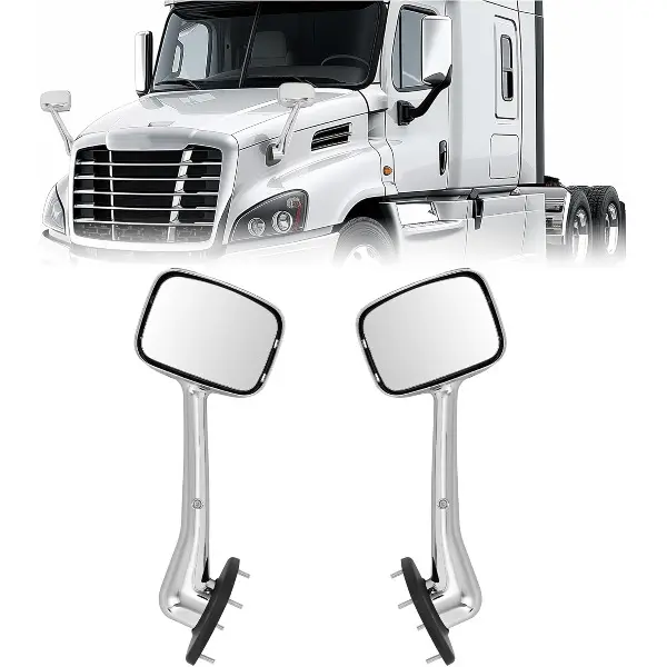 HECASA Pair Chrome Hood Mirror Compatible with 2008-2017 Freightliner Cascadia, Pair Hood Mirrors Cap, Kit Trucks Pickup Manual Hood Mirror, Driver Left and Passenger Side Pair, Silvery+Clear,car accessories