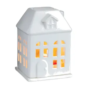 Porcelain House Canopy Plug-In Wax Warmer, Home Decor Aroma Freshener for Scented Wax Melt Candles and Fragrance Candles