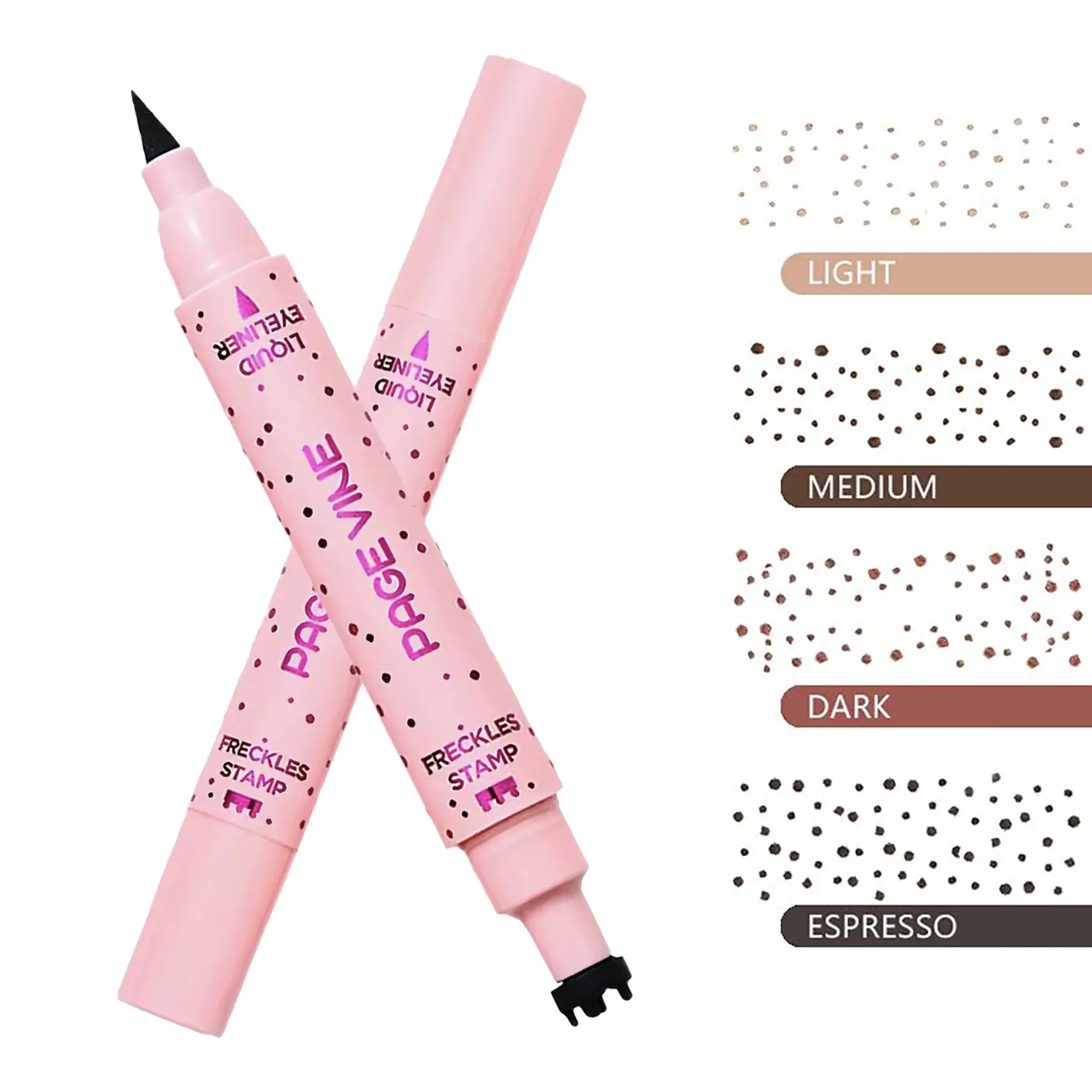 2-in-1 Fake Freckle Pen Stamp and Black Eyeliner - Perfect for natural-looking freckles and cat-eye makeup, waterproof and smudge-proof, giving a realistic appearance under sunlight.