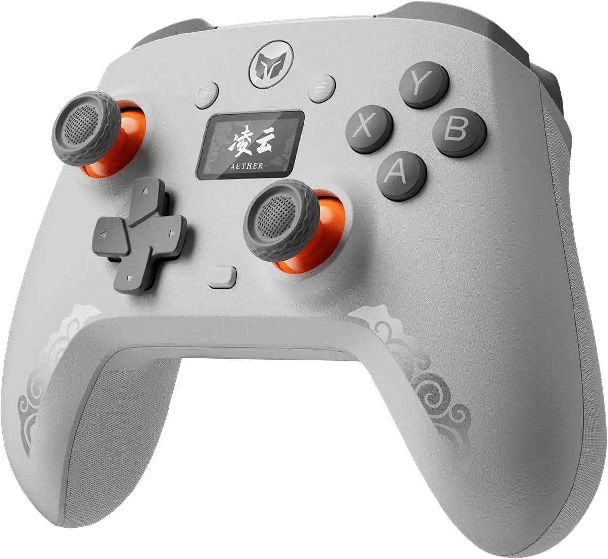 BIGBIG WON AETHER Bluetooth Wireless Hall Effect Joystick Controller with Smart Display, Buttons for Switch, PC, Mobile Devices - Gray Gaming Console Accessory