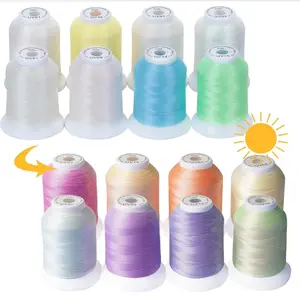8 Spools UV Color Changing Embroidery Machine Thread Kit 30WT 500M(550Y) Each Spool for Embroidery, Quilting, Sewing