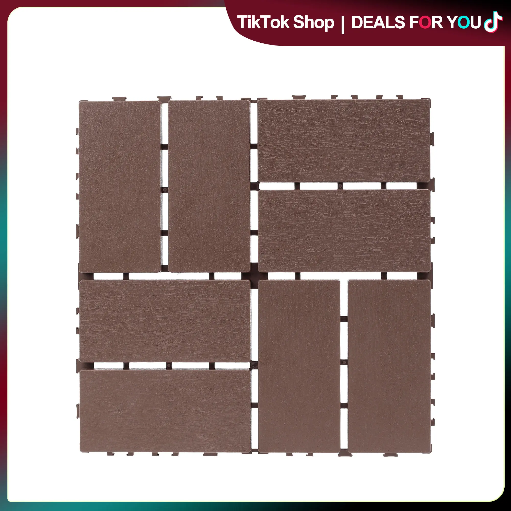 ZUGELAN Interlocking Deck Tiles, 44-Pack 12"x12" 8-Slat Thick Plastic Outdoor All-Weather Flooring (44 Sq.Ft) - Versatile, Durable, Stylish, Non-Slip, Fast-Drying, Easy-Maintain, Cushioning & Decompression, Fade-Resistant for Patio, Garden