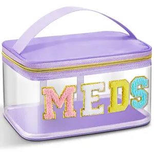 Letter Pattern Makeup Bag Mother's Day Gift Large Capacity Waterproof Travel Toiletry Bag with Zipper Portable Travel Essentials for Women Medicine Bag for Travel Cosmetic Storage Bag Makeup Case Cosmetics Organizer for Back to School Girls