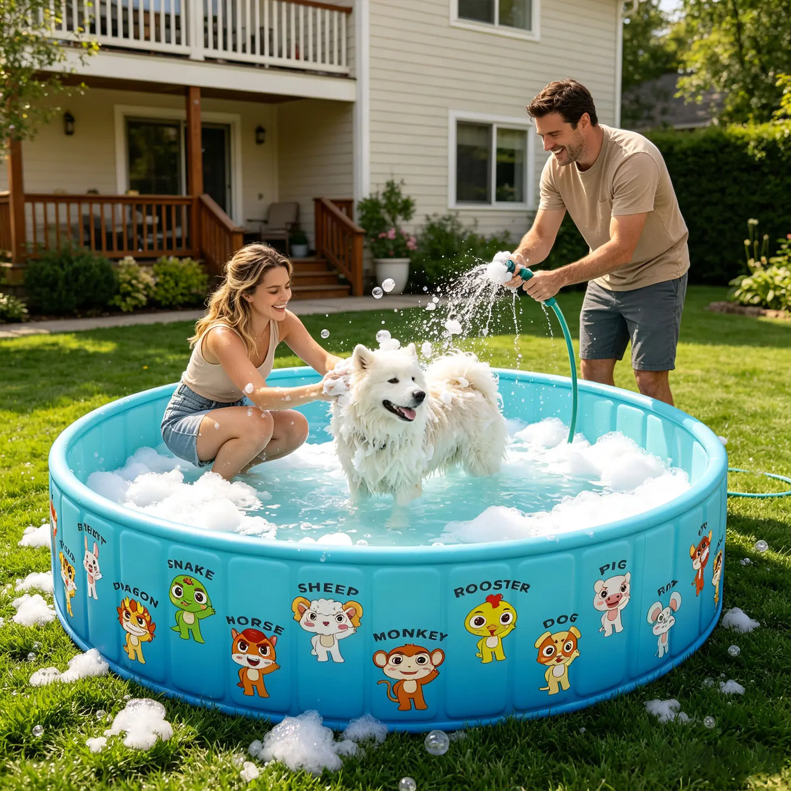 Foldable Canopy Integrated Pool for Babies - Easy-Drain, Non-Slip, Tool-Free Setup, Indoor/Outdoor Home Garden Swimming Pool