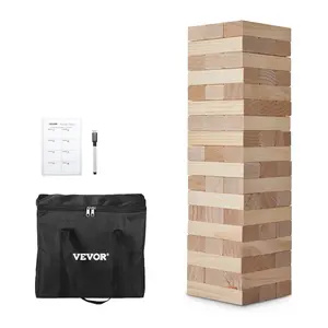 【Summervibes】VEVOR Tumbling Timber Toy,  , 54 Blocks Large Tumble Tower Blocks Game, Pine Wood Tumbling Tower Game with Carry Bag and Scoreboard, Wooden Stacking Game, Tumble Tower Family Games for Indoor/Outdoor