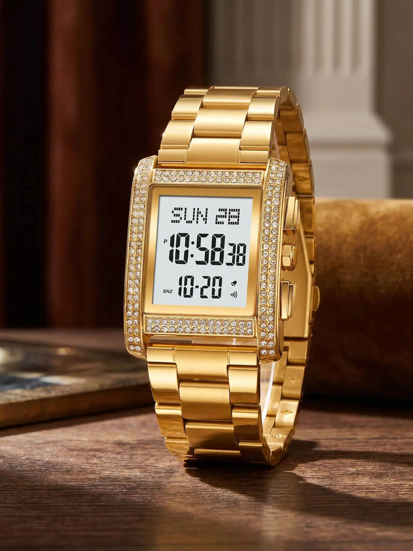 Skmei Retro Fashionable Digital Watch, Square Design, Multi-Function Timer/alarm/countdown, El Night Light, 30m Waterproof, Zinc Alloy + Steel Band, Fashionable Stylish Watch