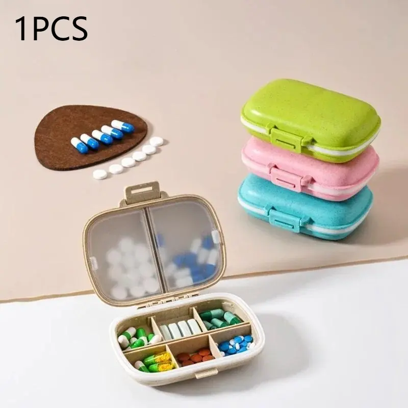 Portable 8-compartment sealed medicine box, Supplement Organizer, Vitamin Organizer, dustproof and moisture-proof, medicine storage, medicine packaging box