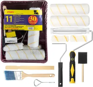 PTMSY Paint Roller - Paint Brush, Paint Tray, Roller Paint Brush, 5/10/11 Piece Home Painting Supplies, Foam Brush, House Painting Tray, Painting Tools, Roller and Paint Brushes, Interior Paint Brushes