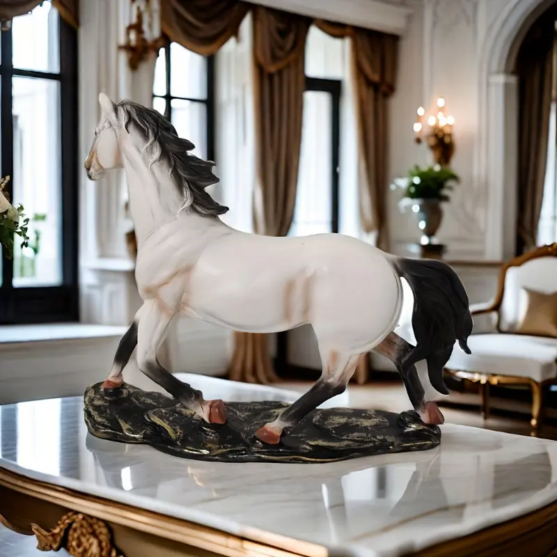 Vintage Resin Horse Statue - 1pc Equestrian Figurine, Resin Figures for Home & Office Decor, Versatile Indoor-Outdoor Sculpture, No-Electricity Room Ornaments