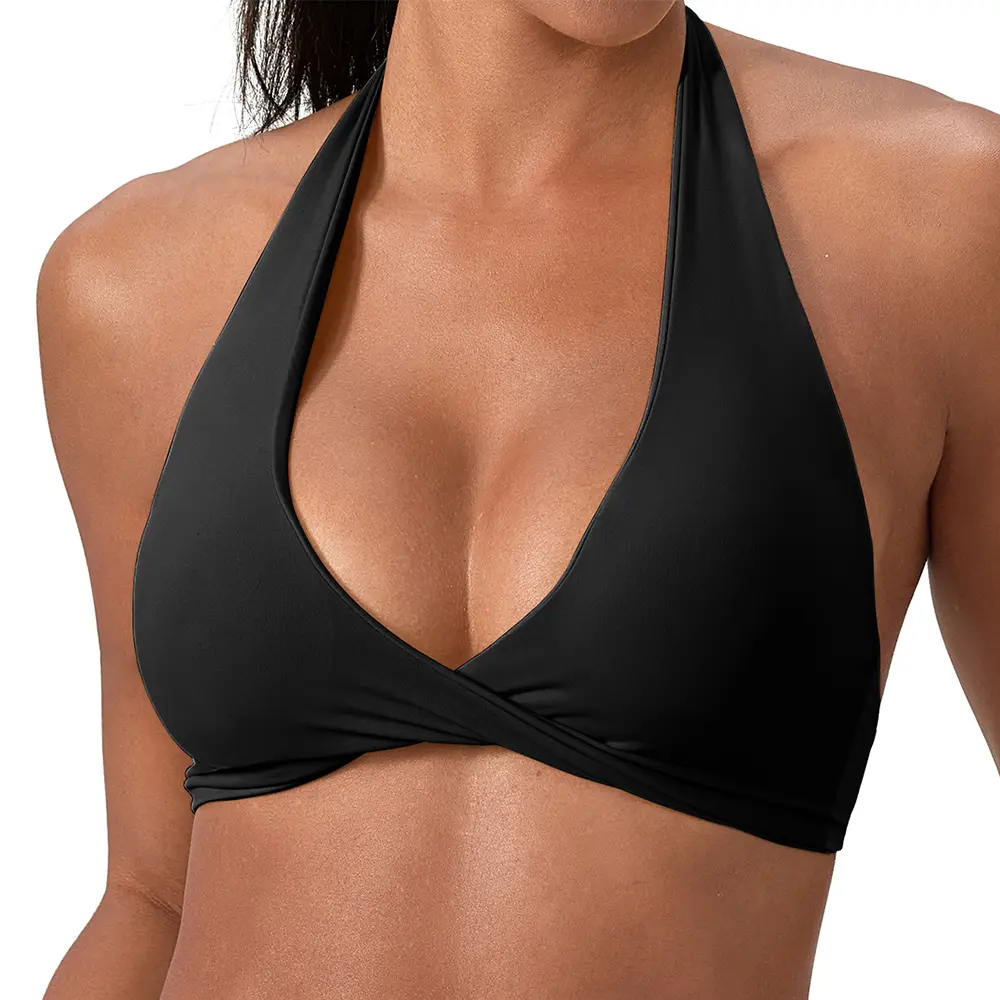 Women Deep V Cross Wrap Halter Sports Bra Open Back Low Impact Yoga Crop Top With Removable Padded Cups Soft Stretch Athletic Bralette For Pilates Gym Daily Casual Wear