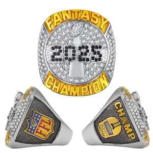 2025 FFL Fantasy Football Championship Ring for Men Big Size Full Diamond Ring New