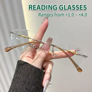 Daily Casual Unframed Blue Light Blocking Reading Glasses (19.4g Superlight +100-400 Degree), Business Use, Perfect Gift, High Quality Eyewear, Lightweight Durable Glasses