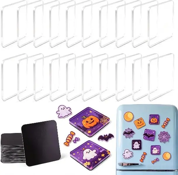 Upgraded Version DIY Clear Acrylic Fridge Magnet Kit with Adhesive Backing, 2×2 inch, Acrylic Refrigerator Magnets for Photos, Custom Picture Magnet Making Craft Set for Kitchen Office Classroom Decor