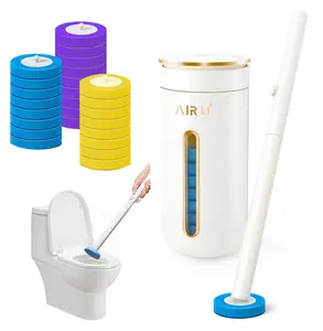 Disposable Toilet Brush, Toilet Bowl Cleaner Brush Starter Kit, Toilet Bowl Cleaning System with 24 Wand Refill, 1 Toilet Brush, 1 Storage Caddy and 1 Fragrant Tablet,Cleaning Supplies for Home, Essential Items for Home (1 + 24) Household Set