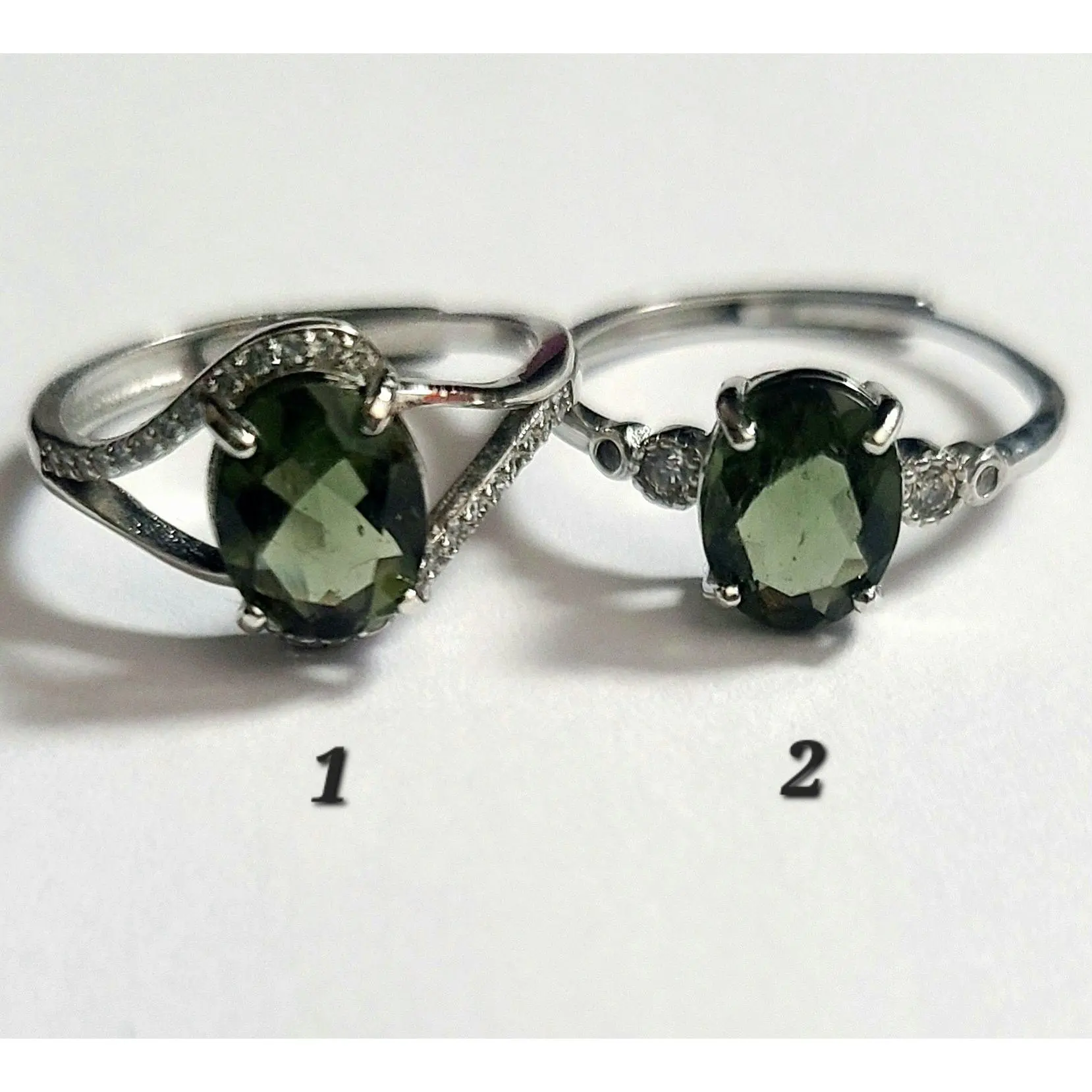 Authentic Faceted Moldavite Adjustable Ring in Sterling Silver