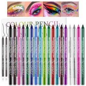 18 Colorful Eyeliner Pen Set, Eye Shadow Pencil, Pearl Eyeliner Kit Metallic Eyeliner Pencil Glitter Colored Eyeliner for Women Eye&Lip Liner Professional Waterproof Colorful Eyeliner springtok