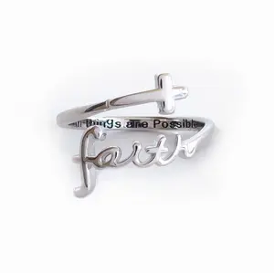 Always Blessed Faith Script Sterling Silver Ring | Best Seller | Sterling Silver Cross Ring | Rings For Women | Christian Jewelry For Women | Faith In God | Christian Ring | Christian Gifts | Jewelry For Women & Teens | Adjustable | One Size Fits All