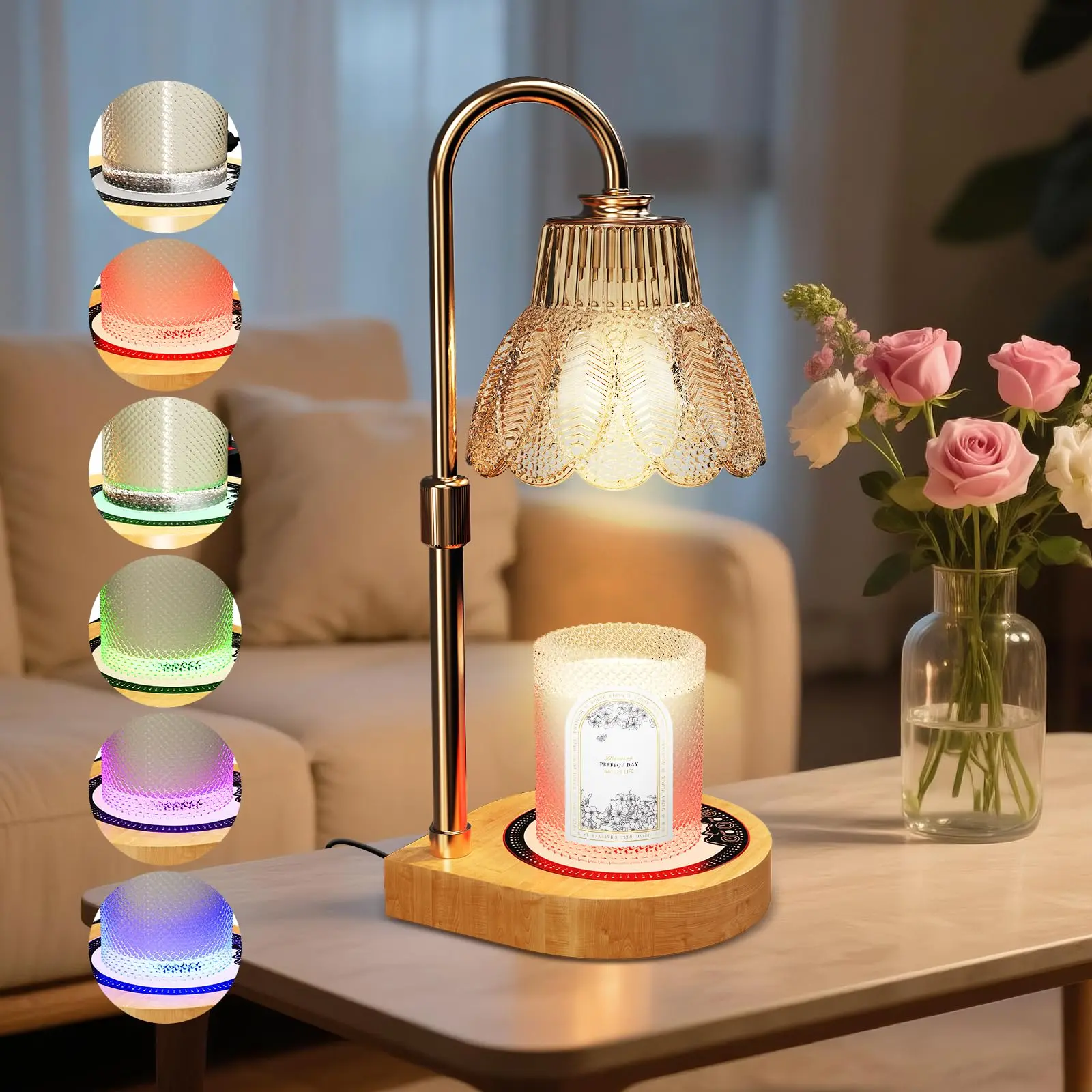 MQ Candle Warmer Lamp, Candle Warmer, Scented Candle Wax Warmer with Timer and Atmosphere Lights, Dimmable Electric Fragrance Lamp, Height Adjustable Candle Warmer, Gift for Mothers Girlfriend Sister