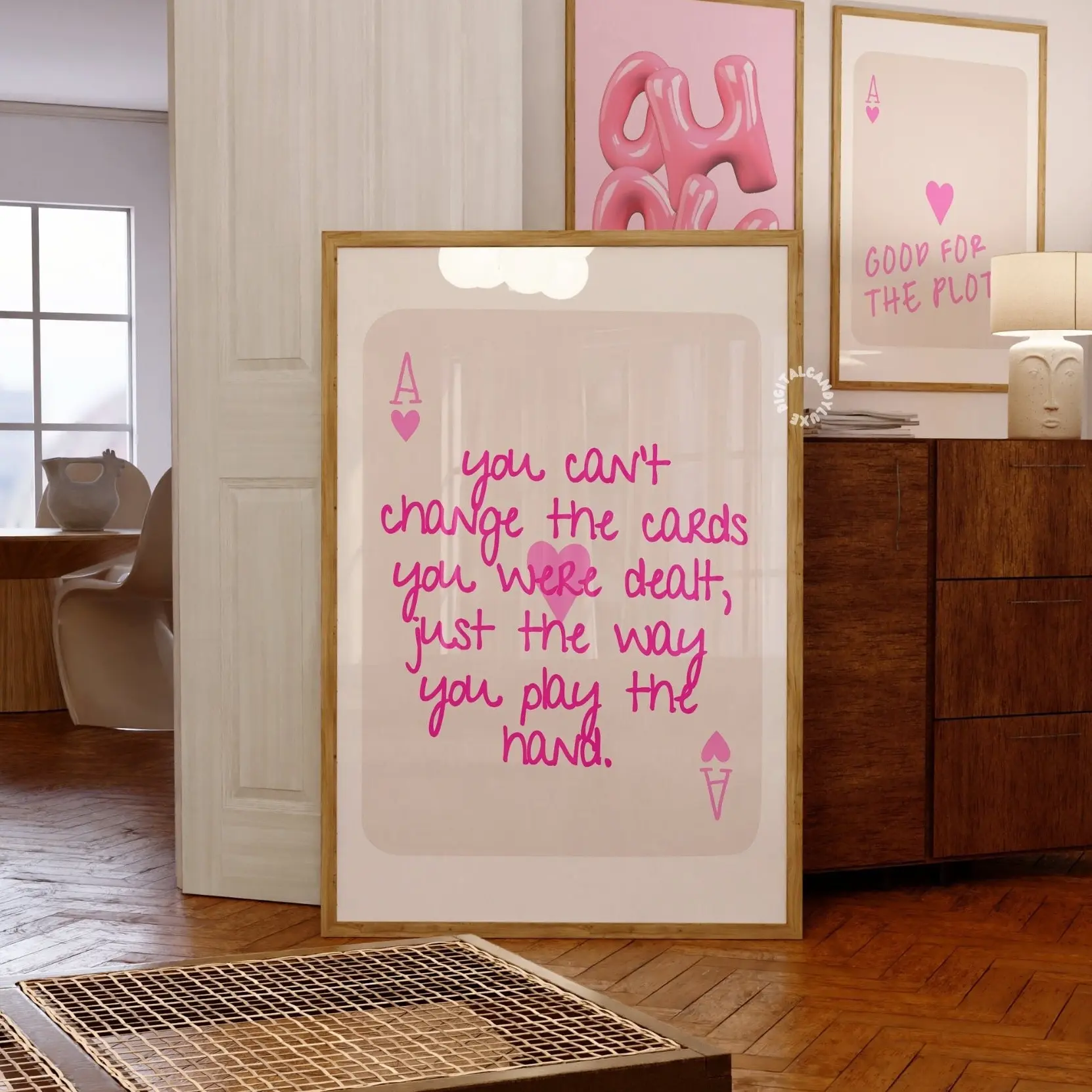 MIRRO Trendy Wall Art Unframed Poster Prints For Chic Décor In Pink Featuring Ace Card Design For Girly Bedrooms Valentines Decor Decoration