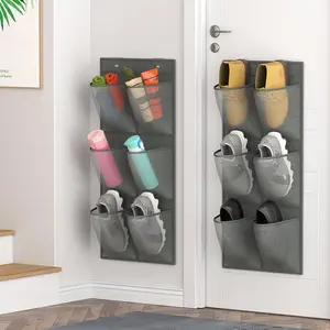 2 Pack RV Hanging Shoe Rack Organizer 12 Large Mesh Pockets Closet Door Wall Mounted Narrow Shoe Holder with Sticky Mounts for Camper