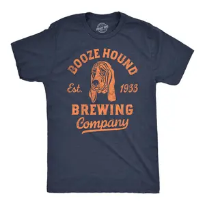 Mens Funny T Shirts Booze Hound Brewing Company Sarcastic Drinking Tee for Men Mens Funny T Shirts Cool Vintage Fashion T-Shirt Gift Classic Menswear Sarcastic Apparel for Men Funny Drinking Short Sleeve Navy -