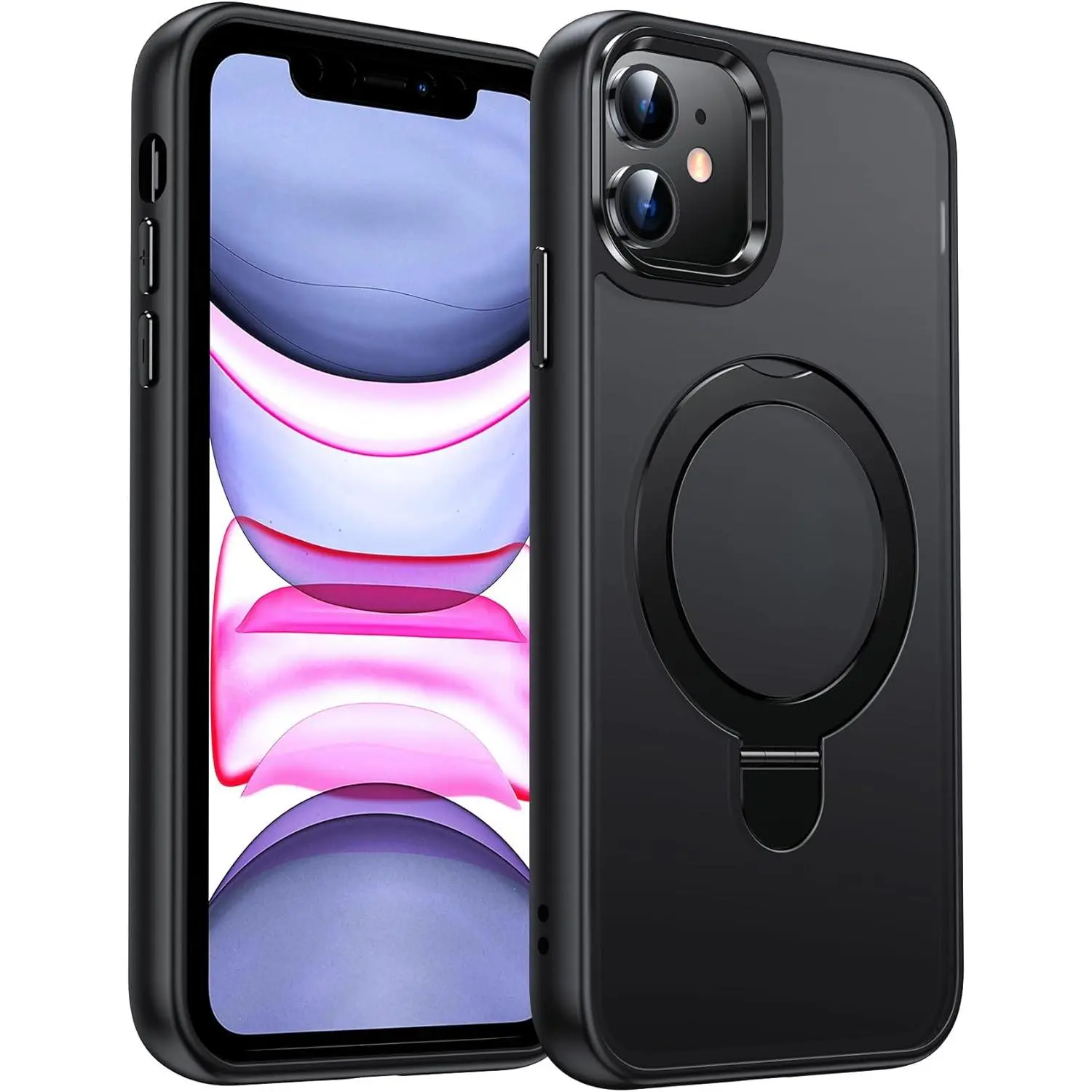 Designed for iPhone 17 16 15 14 13 12 11pro max plus , phone Casefor Magsafe with Stand [ Kickstand Ring Holder] Cover Funda para iphone11 Women Man Magnetic Rugged Military Grade Protective Heavy Duty Slim