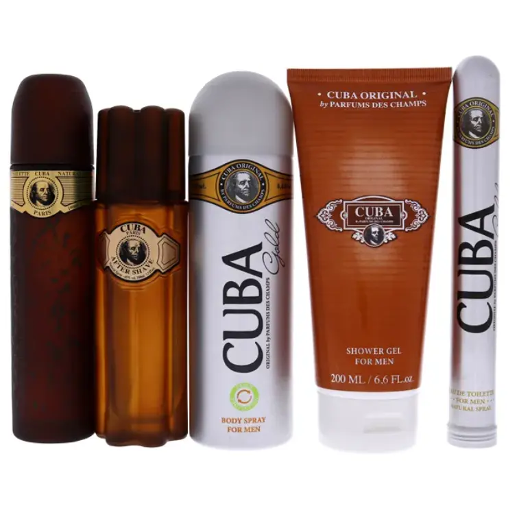 Cuba Gold by Cuba for Men - 5 Pc Gift Set 3.3oz EDT Spray, 1.17oz EDT Spray, 6.6oz Deodorant Spray, 3.3oz After Shave, Buckett
