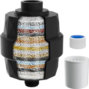 iFealClear Shower Head Filter, High Output Shower Filter for Hard Water for Remove Chlorine and Fluoride, Reduce Dry Itchy Skin and Eczema, 20-Stage Consistent Flow Shower Water Filter, Matte Black