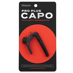 D'Addario Pro Plus Capo with FlexFit Fretboard Pad for Perfect Contour to All Fretboards Allows Tension Adjustment Guitar Capo