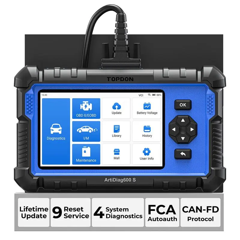 2025 TOPDON AD600S OBD2 Scanner Car Diagnostic Scan Tool Maintenance ABS SRS SAS AT TPMS EPB Diagnostic Tool Autos Car Vehicle Automotive，Free Lifetime Upgrade