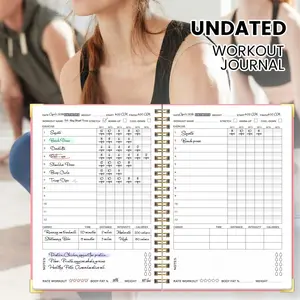 Women's Workout Journal, A5 Portable Coil Notebook, Fitness Progress Tracker, Exercise Planner, Body Fat Weight Management, Weekly Monthly Planner