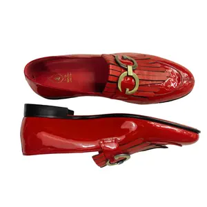 JB Designs Leather Shoes with Tussles and Golden Accessories