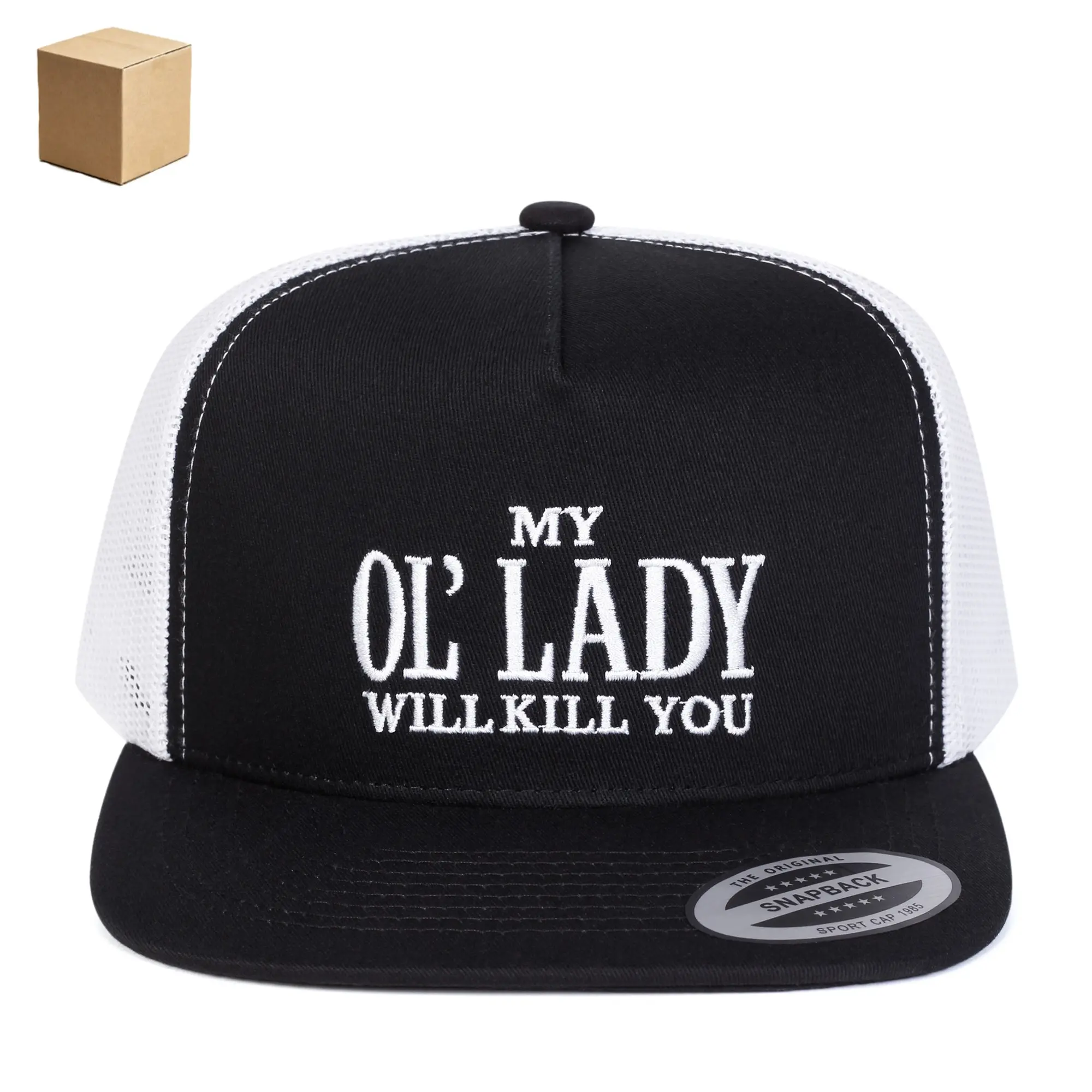 "My OL' LADY WILL KILL YOU" 3D Embroidery Trucker Hat, High-end Adjustable Street Style Hip Hop Cap, Sunscreen Leisure Hat for Spring, Autumn, Travel, Beach Vacation & Casual Wear