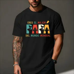 [100% Cotton] "Eres El Mejor Papa" Spanish Graphic Tee | Vintage Father's Day Gift Shirt for Dad | Latino Men's Fashion T-Shirt Crew Neck Menswear Top Womenswear Streetwear Tshirt Crewneck