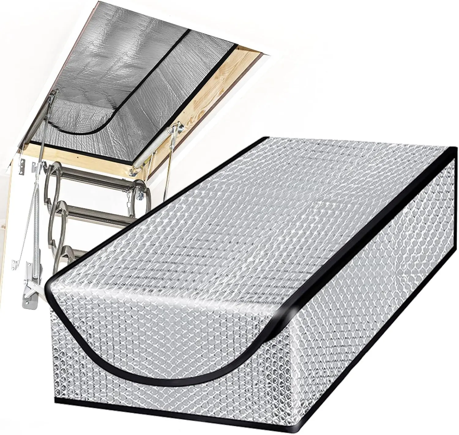 Attic Stairway Insulation Cover, 25" x 54" x 11", Attic Door Insulation Cover with Zipper and Thicken Aluminum Foil for Summer Heat, Winter Cold, Moisture and Dust