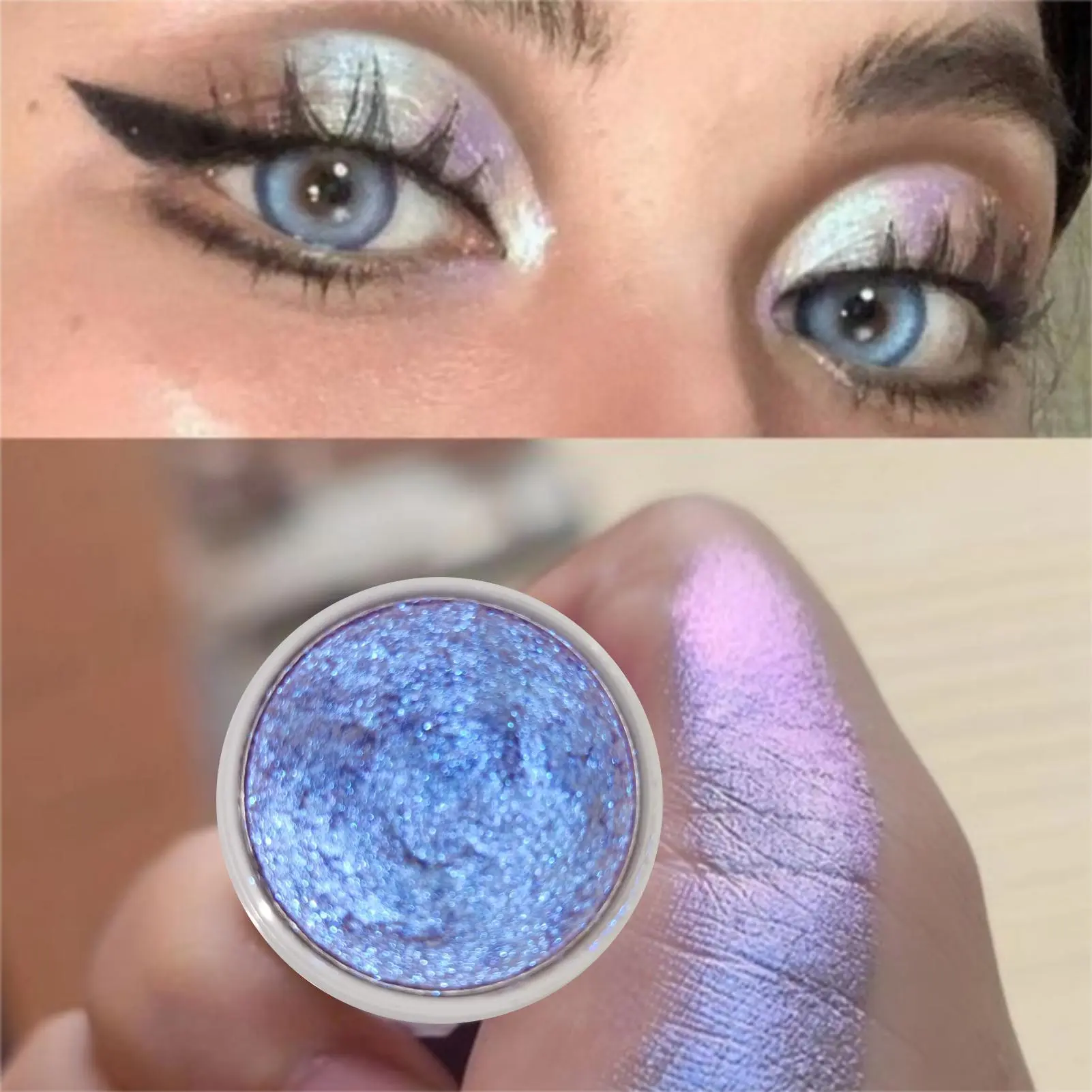 1PC Potato Texture Chameleon Glitter Multichrome Duochrome Eyeshadow High-Shine, Multi-Color Sparkle, Long-Lasting Chrome Finish