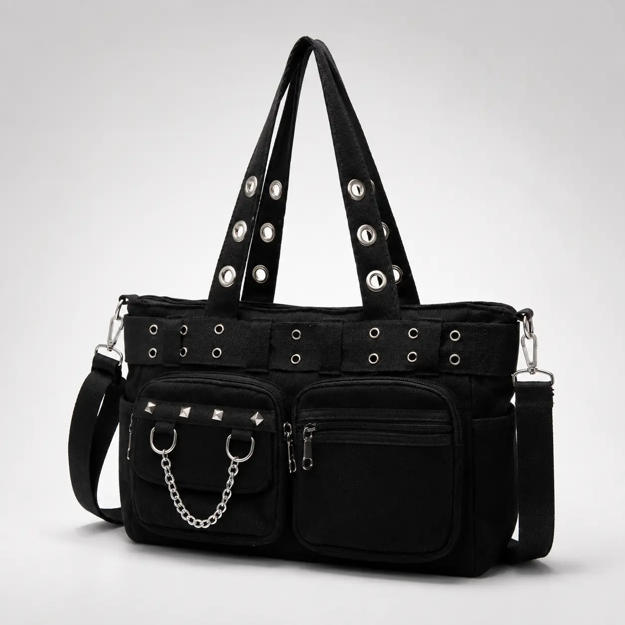 Women's Retro Grunge Corduroy Tote Bag - Large Studded Hobo Shoulder Style with Chain, Multi-Pocket Commuter Crossbody, Everyday Handbag with Laptop Compartment, Oversized Bags Style for Women, Tote Bags