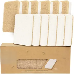 Kitchen Sponges, Plant-Based Dish Sponges, Non-Scratch Sisal Hemp Scouring Pads for Dishes, Countertops, Bathtubs, and Tiles, 12 Pack