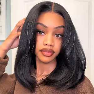 【Upgraded】Nadula Yaki Straight Put On & Go Human Hair Glueless Summer Wig With Drawstring Bob Style 13x4 7x5 Pre-Cut Lace & Natural Scalp Summervibes TikTokShopStockUp