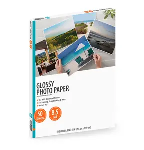 Glossy Photo Paper 8.5" x 11" 8.5 Mil 50 Sheets White No Warranty for Inkjet Printers Framing Scrapbooking