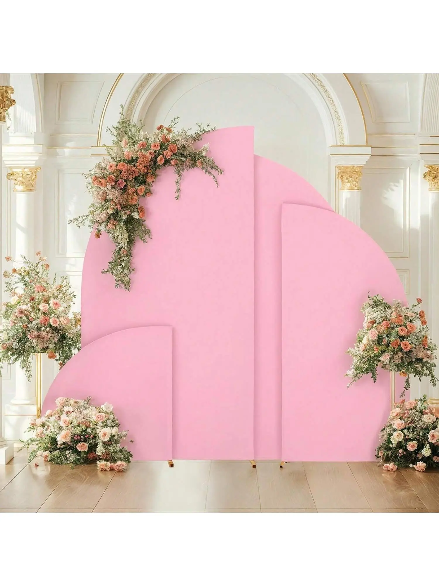 Gaomon Stretch Blush Pink Spandex Fabric Wedding Arched Backdrop Cover - Sturdy, Lightweight, Reusable, Wrinkle-Resistant Hanging Fitted 6ft (92x183cm) Double-Sided Half-Moon Round Wall Decor for Outdoor Furniture Stand, Wedding, Party Decoration