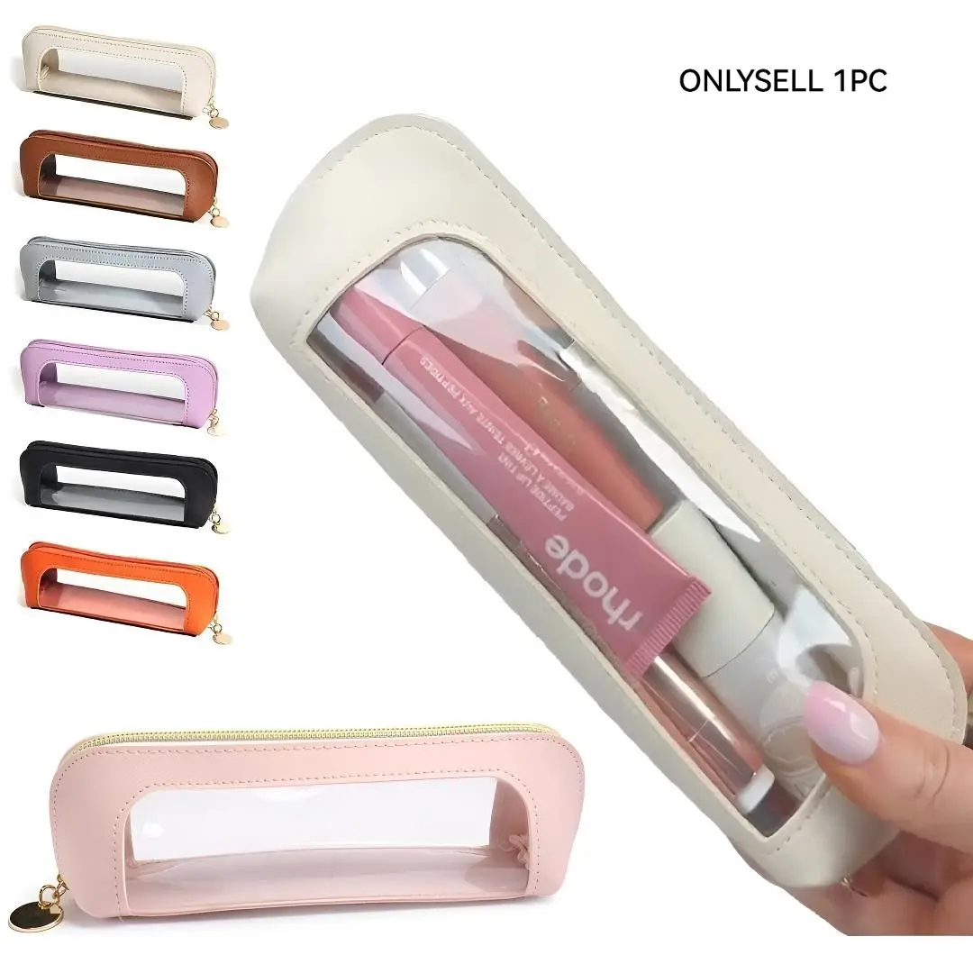 Portable Lightweight Makeup Brush & Cosmetic Bag, Multi-Functional Zipper Pouch for Travel & Stationery Storage, Trendy Girls' Essential Organizer, Makeup Tool Organizer, Cosmetic Tools Organizer, Makeup Organizer Pouches, PVC Makeup Bag