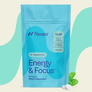 Neuro Energy & Focus Gum/Mints (90 Pieces) - Sugar Free with Natural Caffeine, L-theanine, Vitamin B12 & Vitamin B6