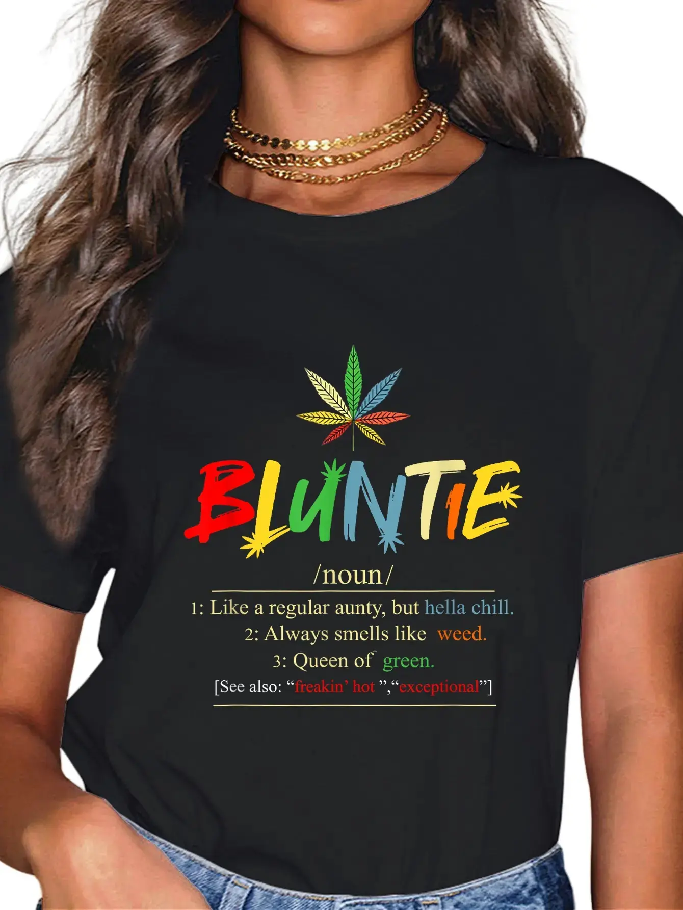 Cotton Funny Retro Vintage auntie wear Bluntie Aunt Weed T-Shirt