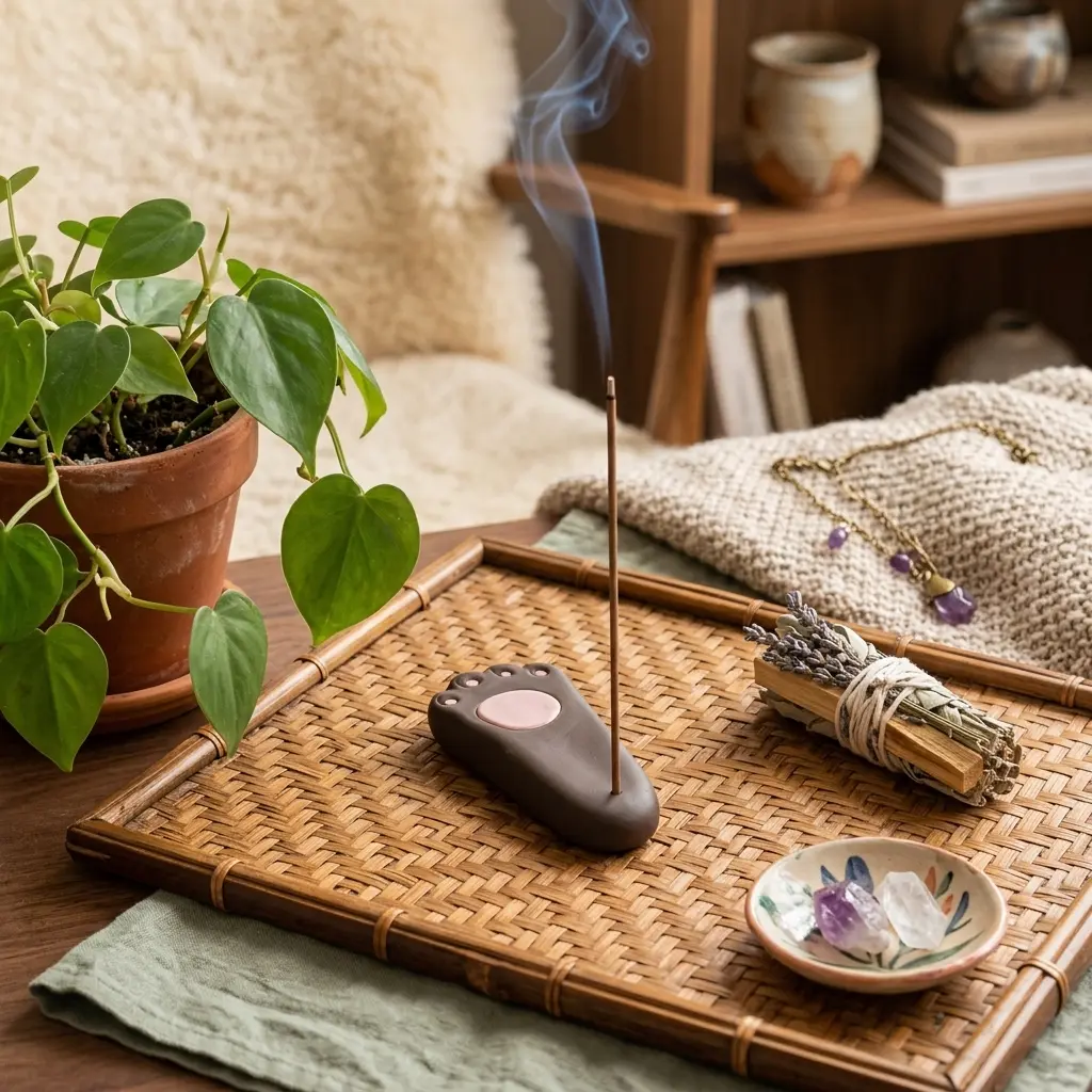 Handmade Japanese Ceramic Dog Paw Incense Holder - Mini Burner for Pine Incense & Frankincense Incense Sticks, Perfect for Home Decor, Yoga,Spa, and Zen Spaces - Unique Spiritual Accent Piece