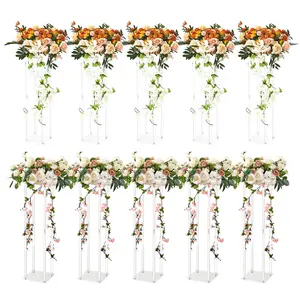 VEVOR 23.6inch High Wedding Flower Stand,  With Acrylic Laminate,Acrylic Vase Column Geometric Centerpiece Stands, Floral Display Rack for T-Stage Events Reception, Party Decoration