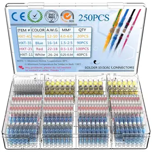 250 count Solder Seal Wire Connectors Insulated  Electrical Wire Terminals Heat Shrink Solder  Connectors Solder Connector Kit for Automotive Marine